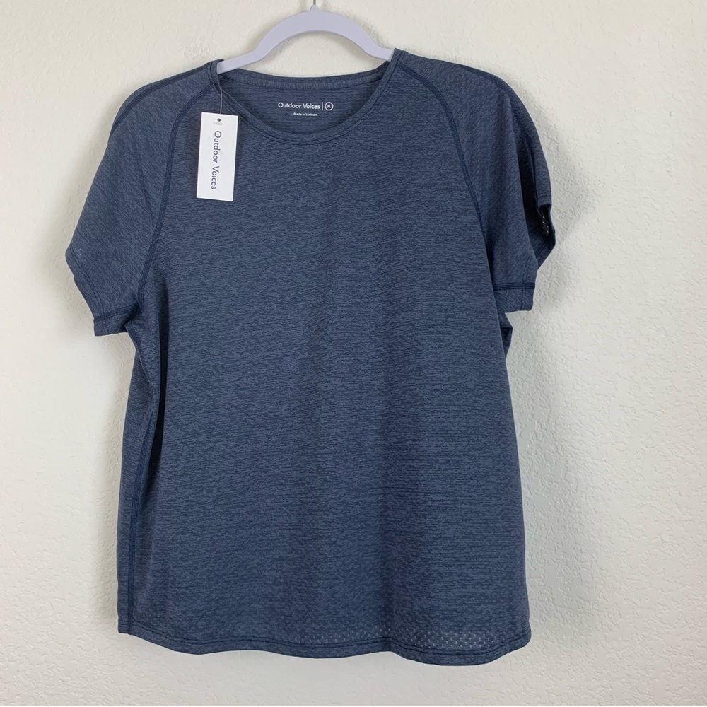 Outdoor voices Womens blue navy ecomesh short sleeve T-shirt XL